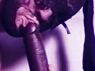 Alone at home black dildo suck