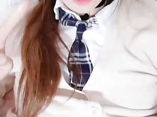 Japanese femboy plugs and cums with little dick