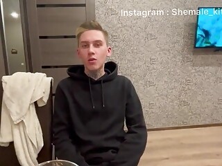 Sissy tranny fucks cute guy